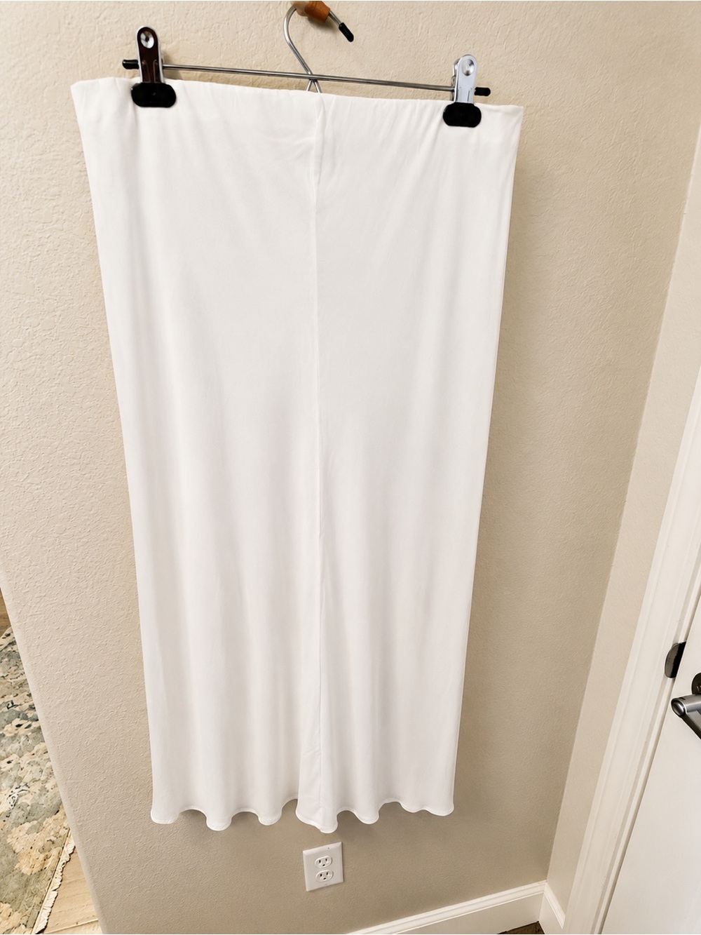 By Anthropologie White Bias Slip Midi Skirt Size Medium